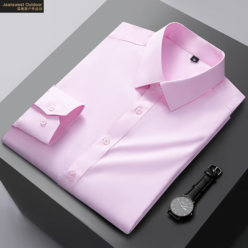 真维斯户外运动衬衫男纯色长袖商务衬衫男士棉质舒适衬衣外套衬衫 黑色 XL