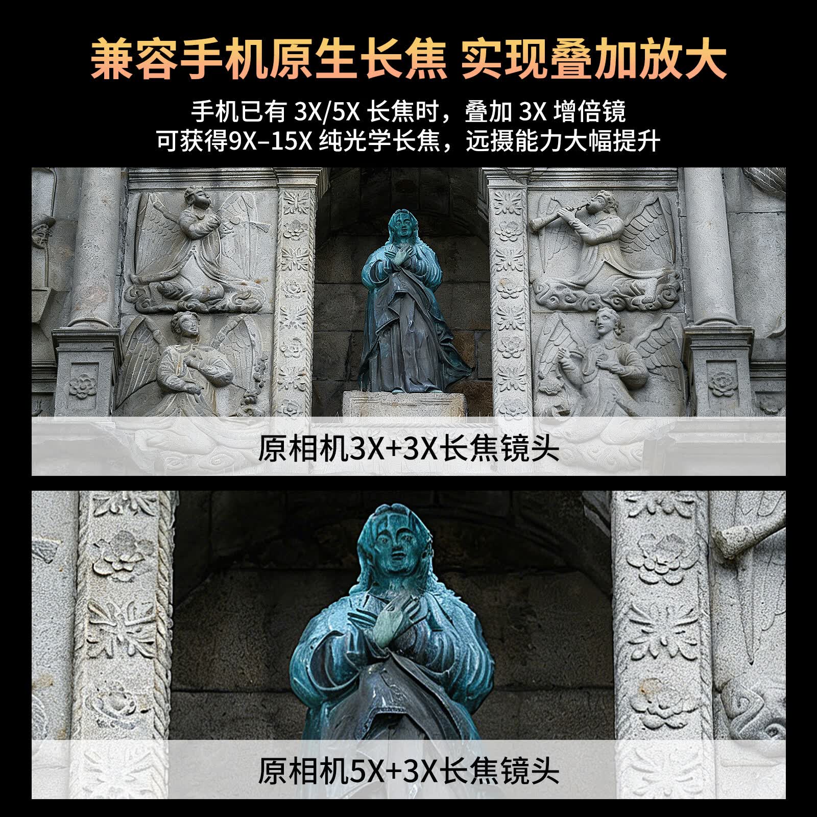 VEEDZOENS适用于vivo华为苹果oppo小米3X长焦手机望远增距镜增倍镜外接外置镜头专业摄影演唱会拍摄神器 3X增距镜*专用手机壳(具体机型请询问客服)