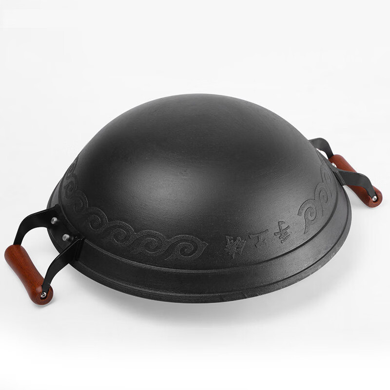 谭铁匠章丘老式双耳铸铁锅加深无涂层铁锅炒锅家用炒菜锅加厚手工生铁锅 加厚双耳铸铁锅5-8人用 38cm 【送木盖+铲】