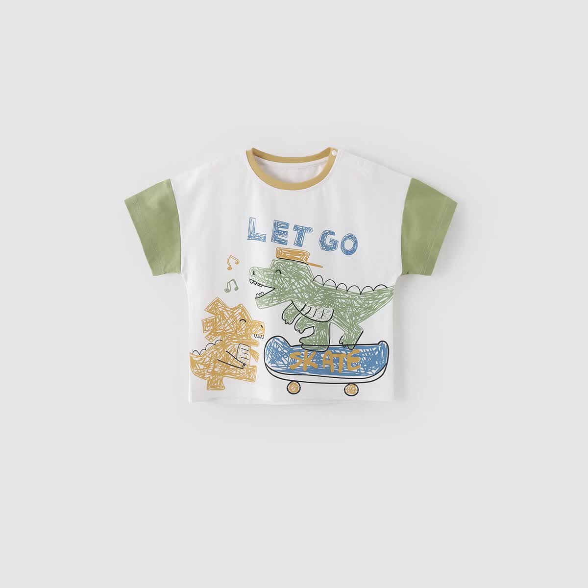 巴厘小猪男宝夏装男童T恤短袖儿童夏季薄款体恤婴儿上衣女童半袖宝宝衣服 【小恐龙】草绿 110