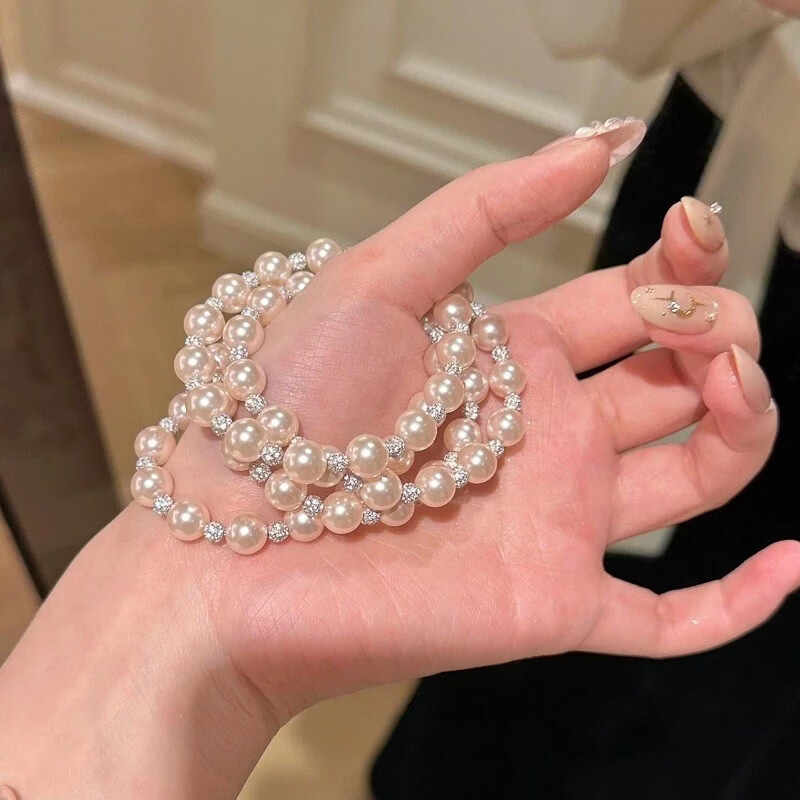 宅女之城 (团）闪锆珠珠弹力手链女网红小众设计高级感精致叠戴手串 闪锆珠珠S090