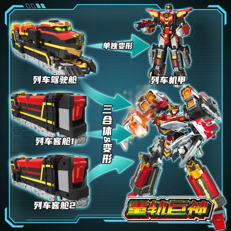 展高炫卡斗士3正品汽车变形机甲变形玩具机器人汽车机甲模型生日礼物 四合体-重轨巨神【六种形态+卡牌武器】8165