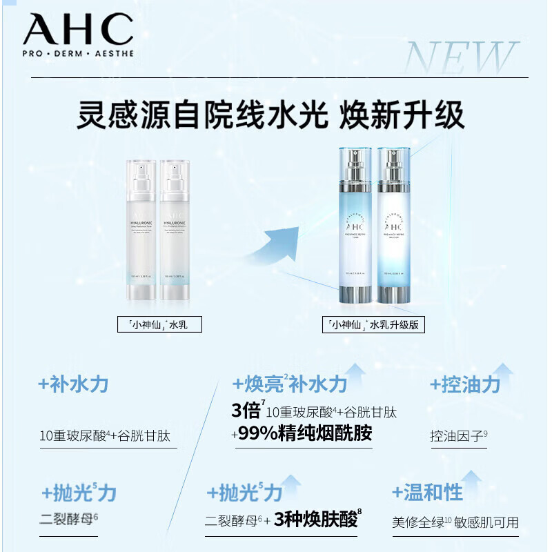 AHC小神仙水乳套装玻尿酸b5补水保湿舒缓清爽控油温和护肤正品女 新款小神仙水乳套装 260ML