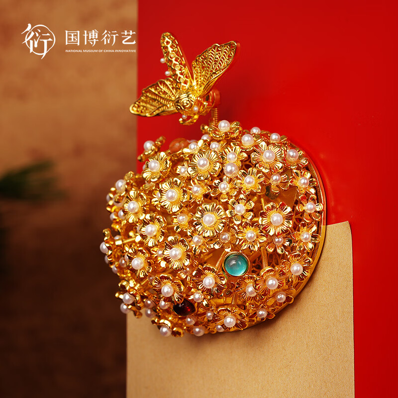 中国国家博物馆李静训金银珠花头饰立体AR冰箱贴国博国潮创意装饰520礼物
