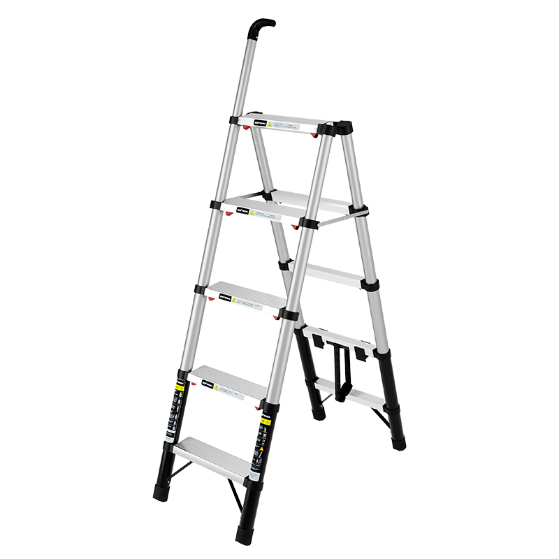 稳纳 伸缩梯家用折叠多功能人字梯铝合金升降登高楼梯五步工程梯子6205YD