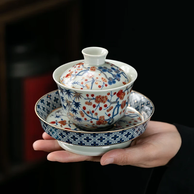 京峰阁 茶具套装 高端轻奢描金茶壶茶杯家用送礼整套高档礼物商务礼品 四季发财茶具套装 7人饮 11件