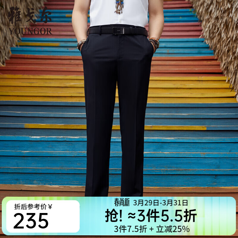 雅戈尔（YOUNGOR）西服裤男西装裤TR裤裤子聚酯纤维粘纤氨纶新品 藏青VCHX310114FWA 34 175/84A