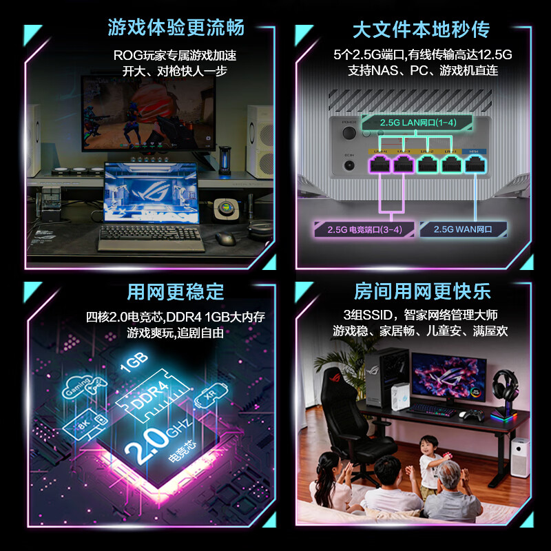 ROG魔盒Air WiFi7电竞Ai路由器家用无线千兆路由全2.5G口全屋wifi信号增强放大器 Aimesh随心组网