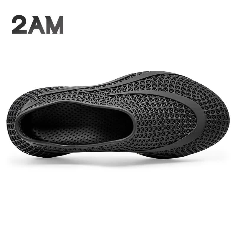 2AM3D一体打印男士休闲鞋时尚百搭厚底健步鞋透气舒适4D网面鞋 黑色 39