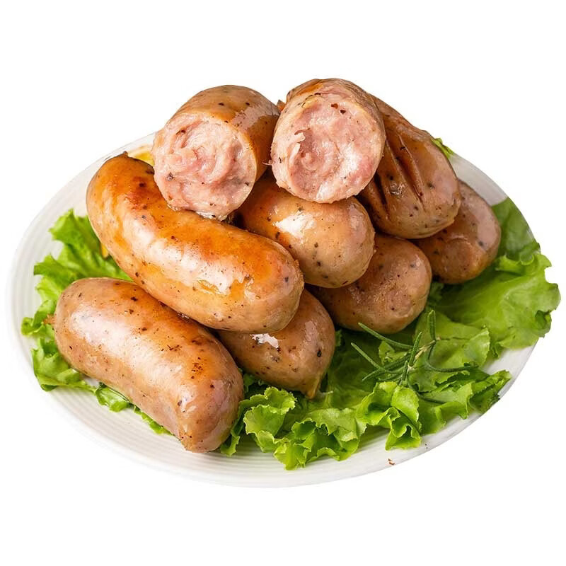 龙大肉食烤肠纯猪肉 20根猪肉火腿火山石烤肠香肠 空气炸锅食材黑胡椒味 四季猪肉肠黑胡椒味800g（10根）