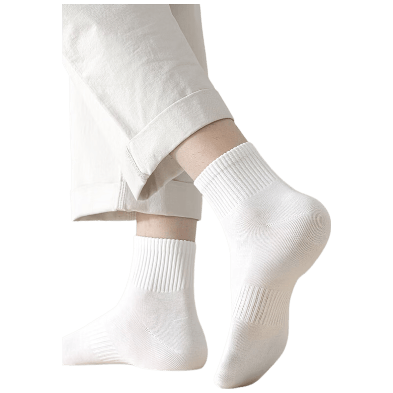 咕咚休闲袜春秋款黑白灰中筒袜男运动长筒袜吸湿透气袜短筒3灰3黑