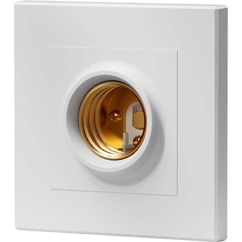 国际电工（FDD）86型暗装灯座螺口灯头家用墙壁方形LED节能灯泡螺纹E27罗口灯头 暗装灯座(二合一) 金色 带18W灯泡