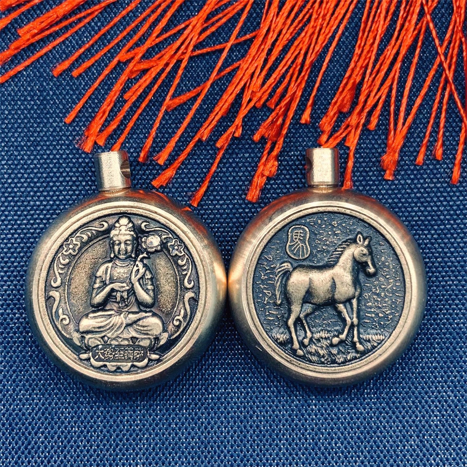 黄铜十二生肖八大守护神转钱钥匙扣挂件汽车钥匙圈包包挂饰吊坠 八大守护神生肖鸡(转转)+祥云绳(一套)