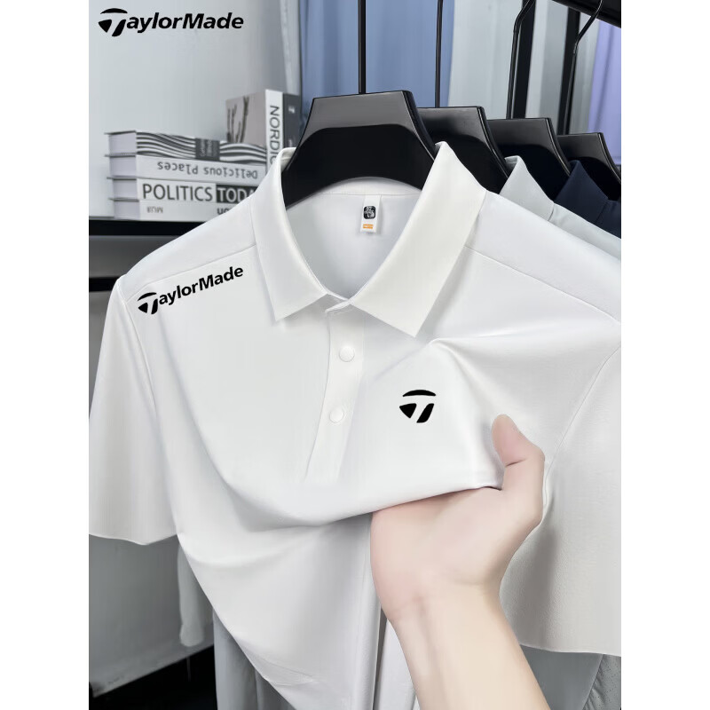 TAylorMade泰勒梅高尔夫男士凉感短袖翻领POLO衫夏季透气运动速干 宝蓝色 L 170 【适合120-140斤】