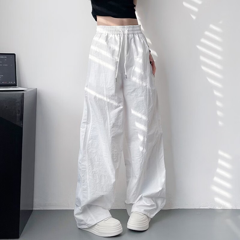 【轻奢品质】冰丝阔腿裤女2026夏季宽松高腰轻薄显瘦长裤hq 白色 XL 【建议 120-140斤】