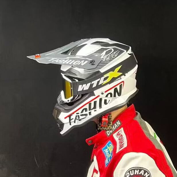 WTCX越野盔头盔拉力山地骑行摩托车全盔男女机车四季通用新国标3C 亮黑(WTCX风镜) XXL