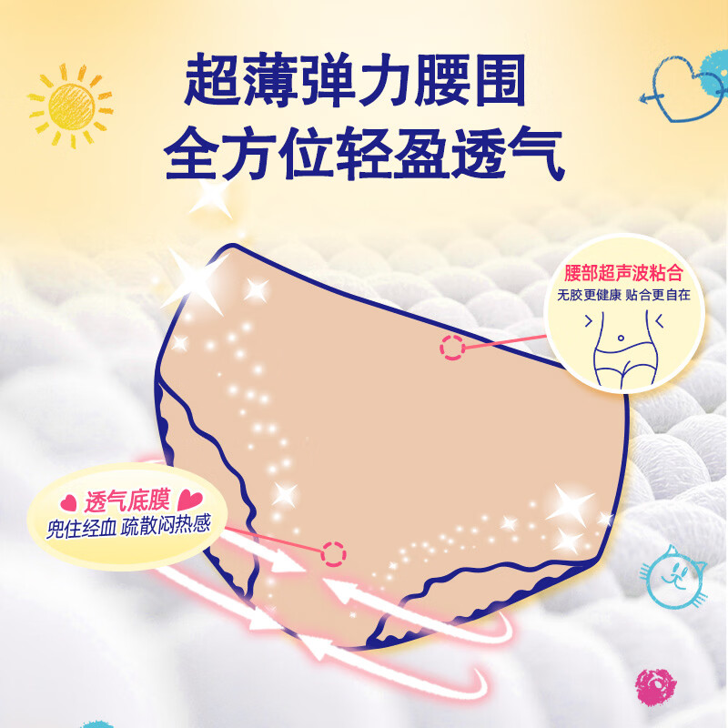 爱璐茜(elis)【活动专享】舒睡无侧漏不勒不卷边夜用安睡裤夜安裤卫生裤 M 5条 自在瞬吸 *4包