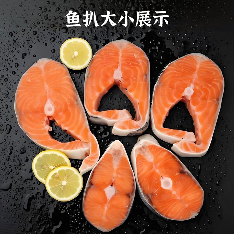 一诺（YENEL FOOD）【与辉同行同品】智利进口三文鱼扒中段冷冻鱼排原切大西洋鲑鱼 1000g(500g*2袋) 1000g