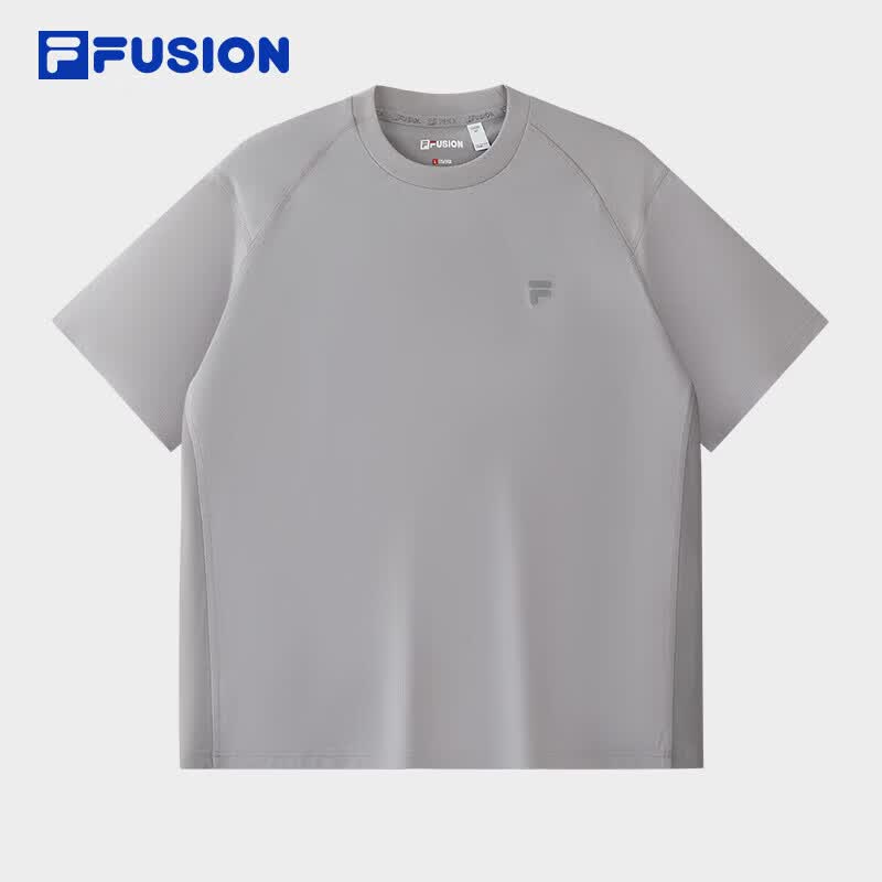 斐乐（FILA）FILA FUSION斐乐男子针织短袖衫2026夏季新休闲拼接田曦薇同系列 牛仔灰-GY M 170/92A/M