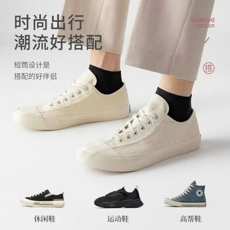 藤元井特惠-一次性袜子男短袜100双装中筒四季低帮运动透气学生船袜免洗 短筒[黑色+白色] 均码 拍20双实发20双