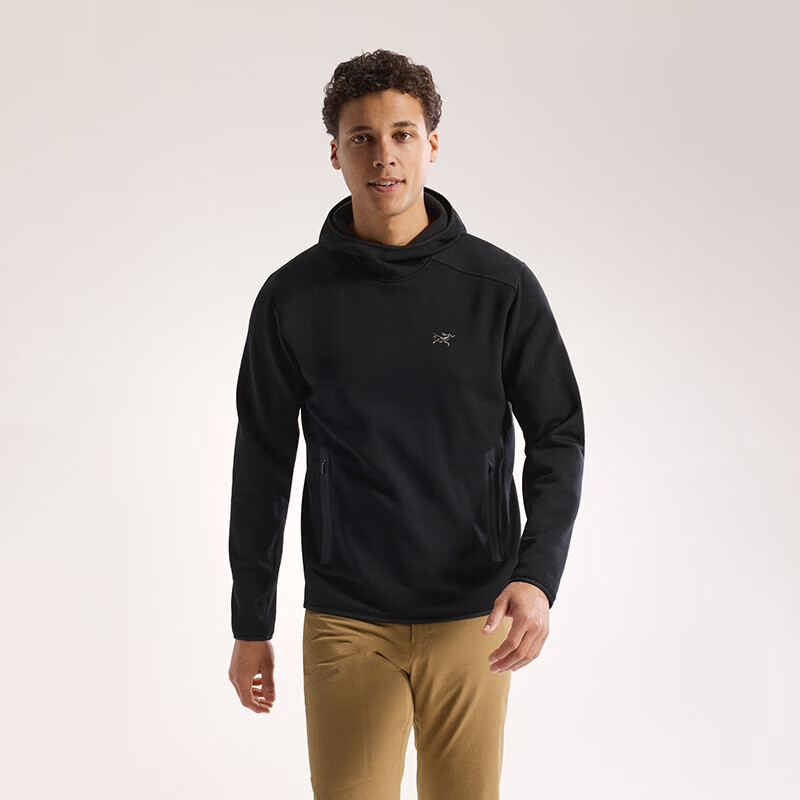 始祖鸟（ARC'TERYX）男士抓绒衣 Kyanite Pullover 舒适透气轻量户外徒步旅行套头衫 黑色 Black XS