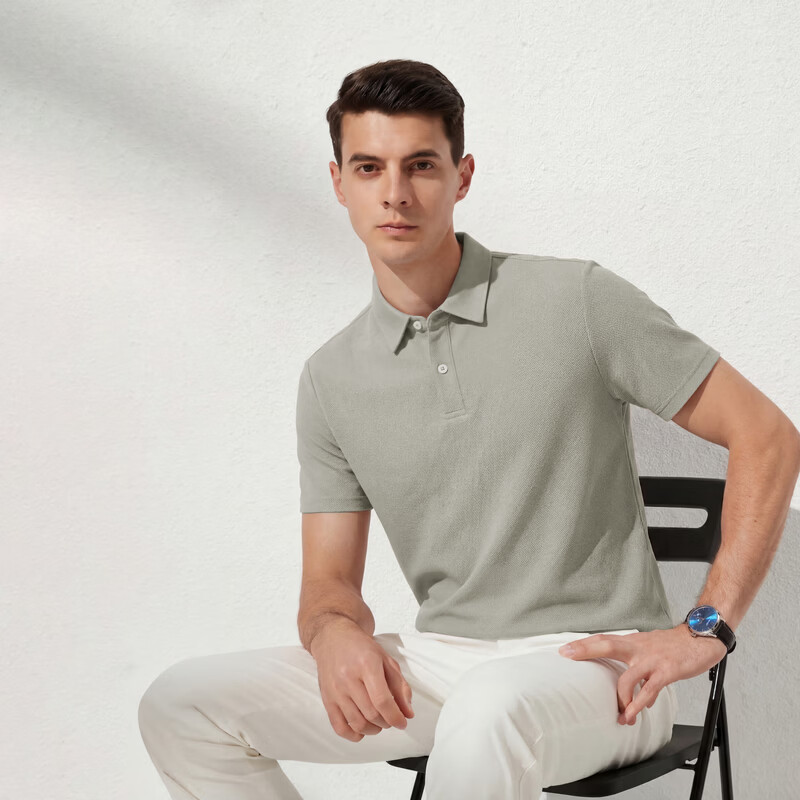 庄吉【裸感亲肤】短袖polo衫男2026夏季新款商务休闲纯色翻领短袖T恤 黑色 M