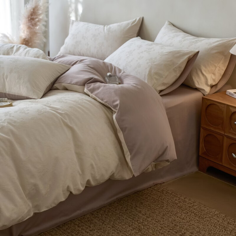 ROLAND LIVE全棉厚织提花四件套裸睡透气被套床单单双人床宿舍纯棉三件套 CS 全棉提花套件-长期主义朵夏 1.2米床 床单款 【被套150*200cm】