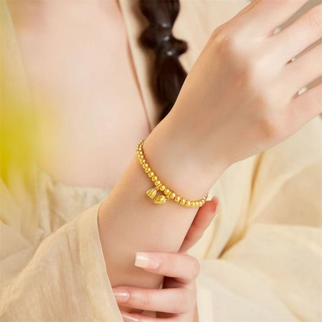 宅女之城【全店买三免一】古法编绳莲蓬莲花电金手链母亲节礼物送老婆礼盒