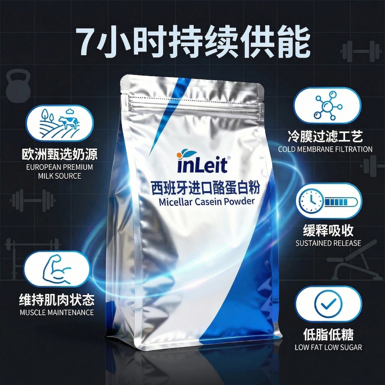 西班牙进口酪蛋白粉81%含量增肌减脂乳清蛋白补充代餐孕妇儿童用 高蛋白81% 无香精甜味剂 2000g*1袋 支持检测