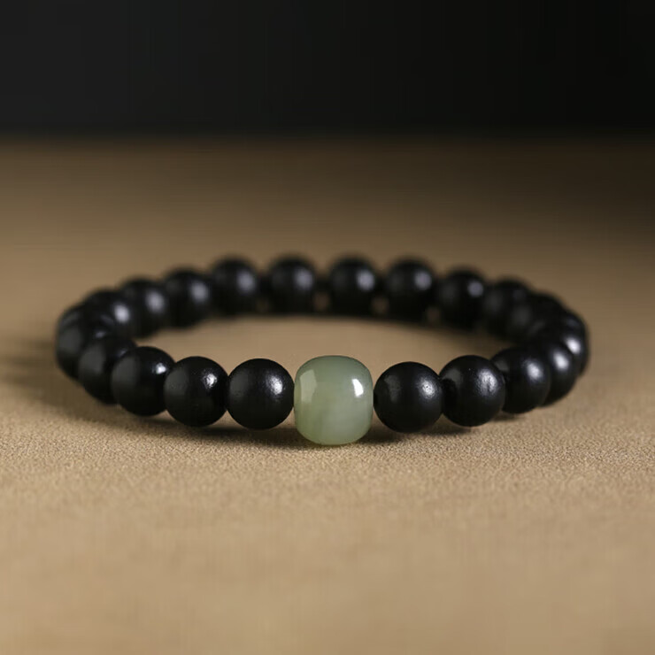 胖东来同款小叶紫檀手串男士感女款木紫檀木和田玉佛珠男生手串 8mm木手串--和田玉顶珠 20cm