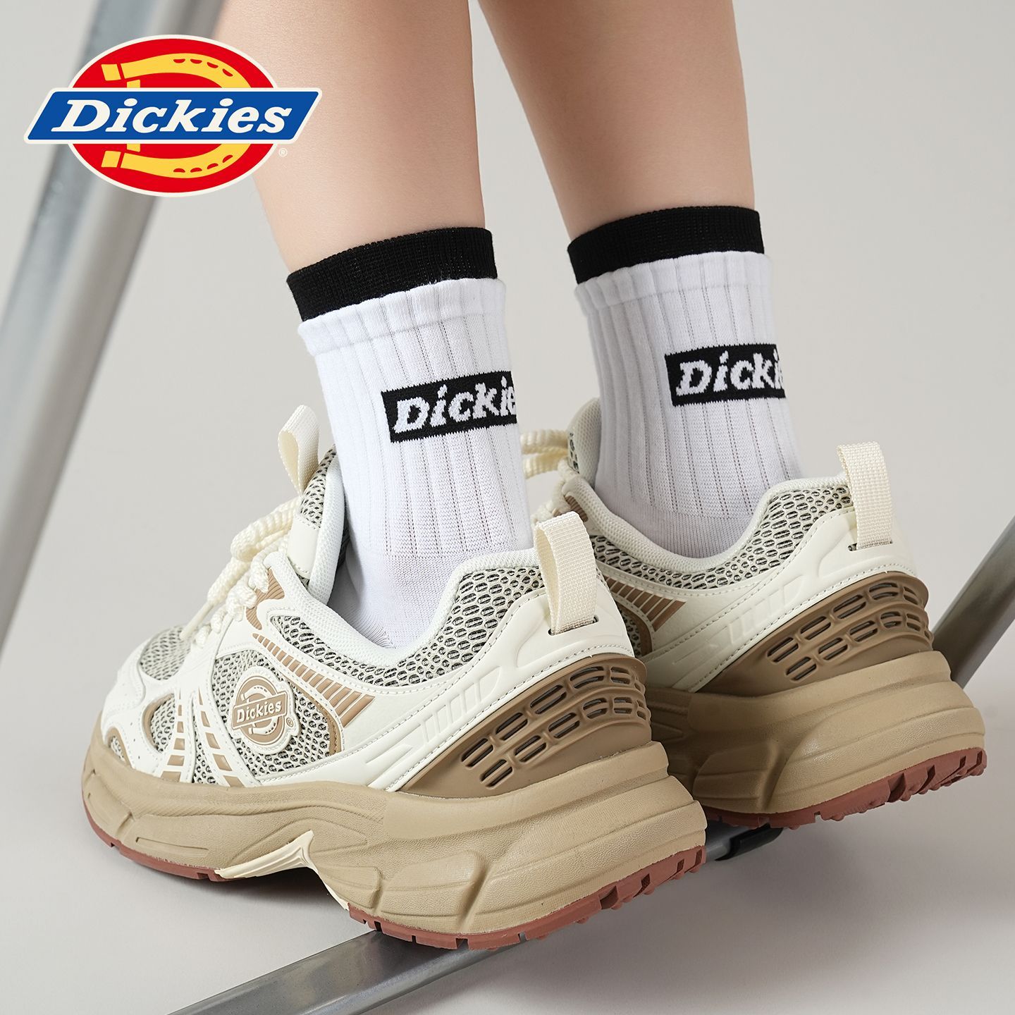 Dickies正品袜子男中筒袜潮牌棉袜运动篮球10A抑菌吸汗双罗口爆款休闲袜 双罗口设计【4双装】白蓝-白蓝-白红-白红 均码 【36-44】Dickies官方正品