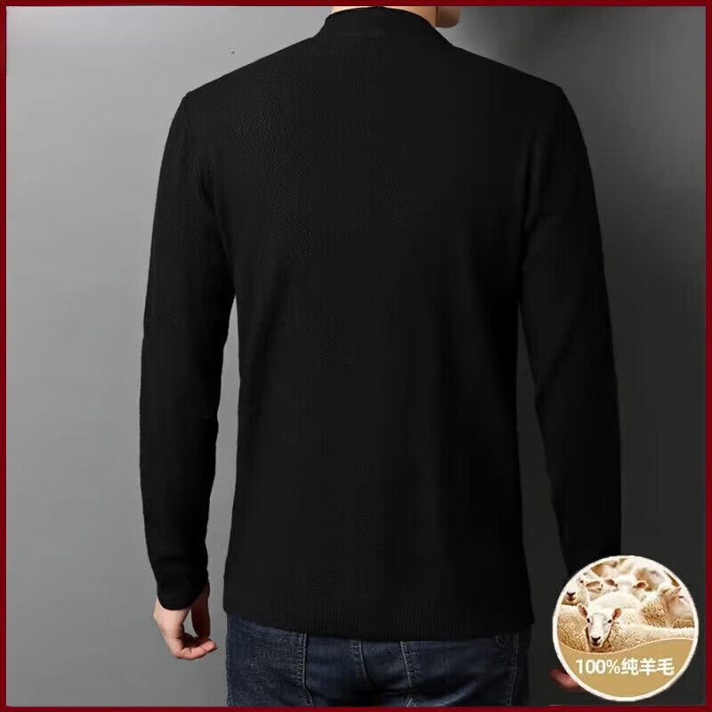 丨利郎丨秋季v领羊毛开衫针织衫男士薄款休闲外套韩版潮流上衣毛衣男 TL-K1610 黑色 XL 175码 建议140-160斤
