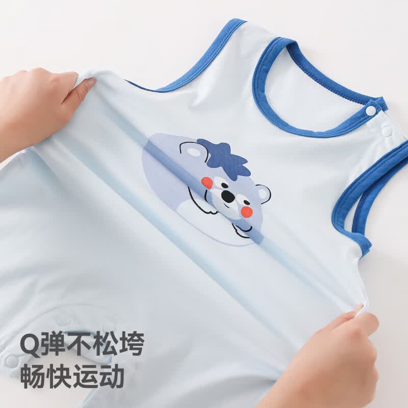贝肽斯婴儿连体衣夏季薄款无袖男女宝宝透气衣服新生儿童装a类 火龙果 66cm