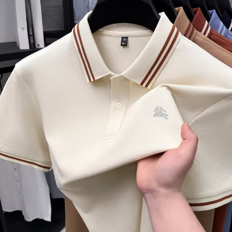 B PRORSUM巴宝莉正品英丝光棉翻领POLO衫男士夏季新款潮流刺绣战马短袖T恤 国际一线品牌十大奢侈品男装深蓝色 M 165__100-125斤左右