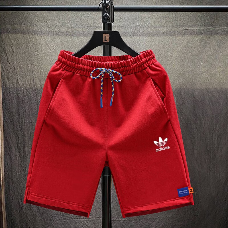 三叶草贝壳头刺绣logo男女同款纯棉运动短裤大码针织宽松五分裤休闲情侣沙滩裤 灰色 5XL 建议体重200-215斤