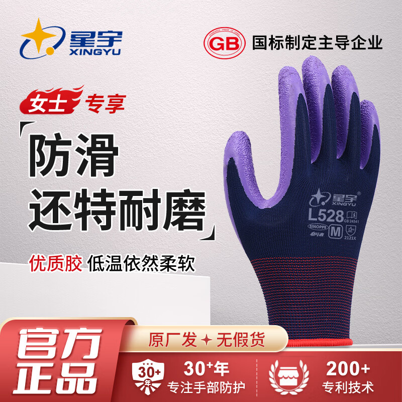 星宇耐磨耐用手套劳保工作橡胶皱纹胶皮防滑透气乳胶工地干活防护耐用 【6双】掌浸藏青涤纶皱纹【防滑透气】