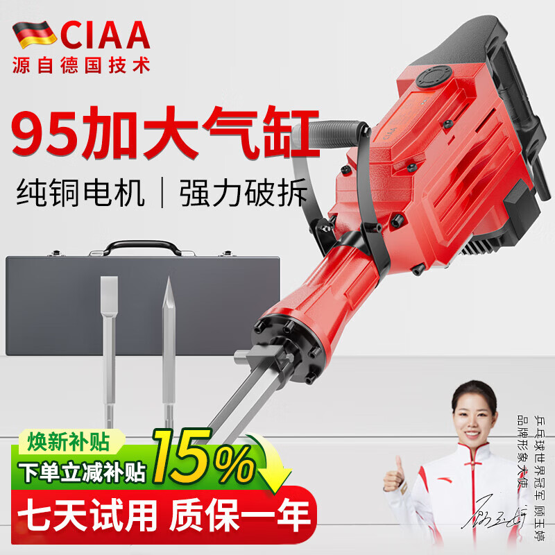 CIAA德国电镐大功率重型工具专业级冲击钻95工程拆墙工业级重型混凝土 工业级65型电镐 超大负载8980W