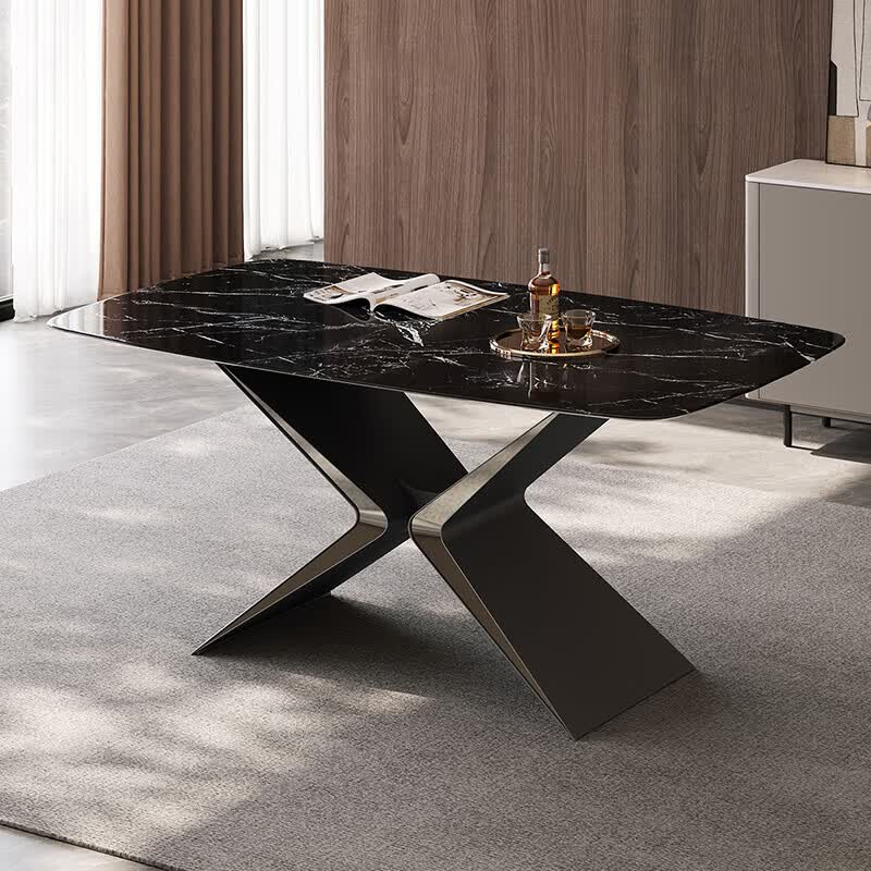 全友（QUANU）家居现代简约餐桌椅子组合套装家用客厅高级感长方形吃饭桌4-6人 大理石|1.4米餐桌