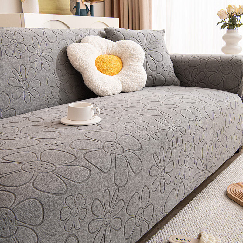 DONOYA 多罗亚沙发垫四季通用防滑2026年新款沙发套罩全包弹力沙发坐垫子 Ty太阳花-深灰 1cm*1cm 单人位【适用90-140cm沙发丨+抱枕套】
