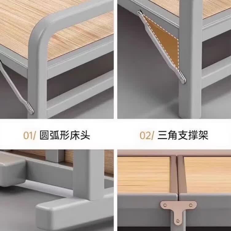 希昊折叠床单人实木床板家用午休成人办公室午睡简易床双人出租屋铁床 加粗莫兰迪色钢架床头80cm宽 单折