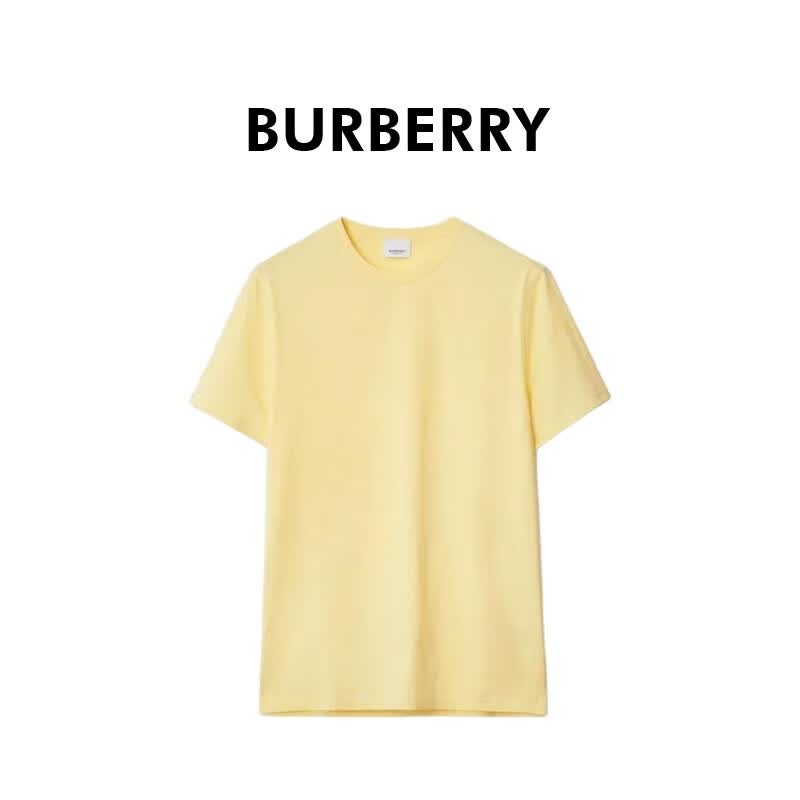 BURBERRY男士黄色棉质徽标刺绣圆领短袖T恤81043281 法国直邮  S 父亲节