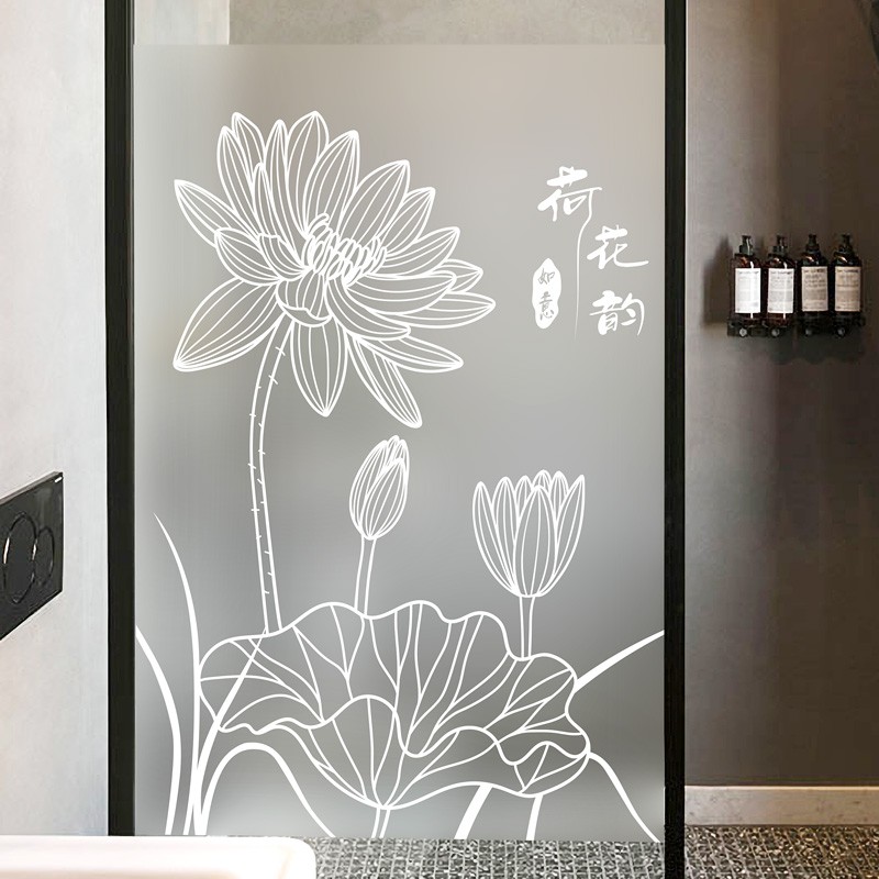 恒愎中式装饰玻璃磨砂贴膜透光不透明客厅书房卫生间隔断防窥静电无胶