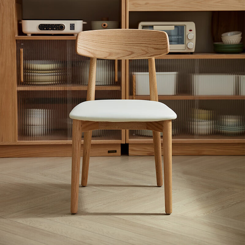 全友家居原木风实木餐椅靠背椅子久坐不累家用客厅餐厅凳子椅子家具 【原木色|红橡木】软包餐椅*2