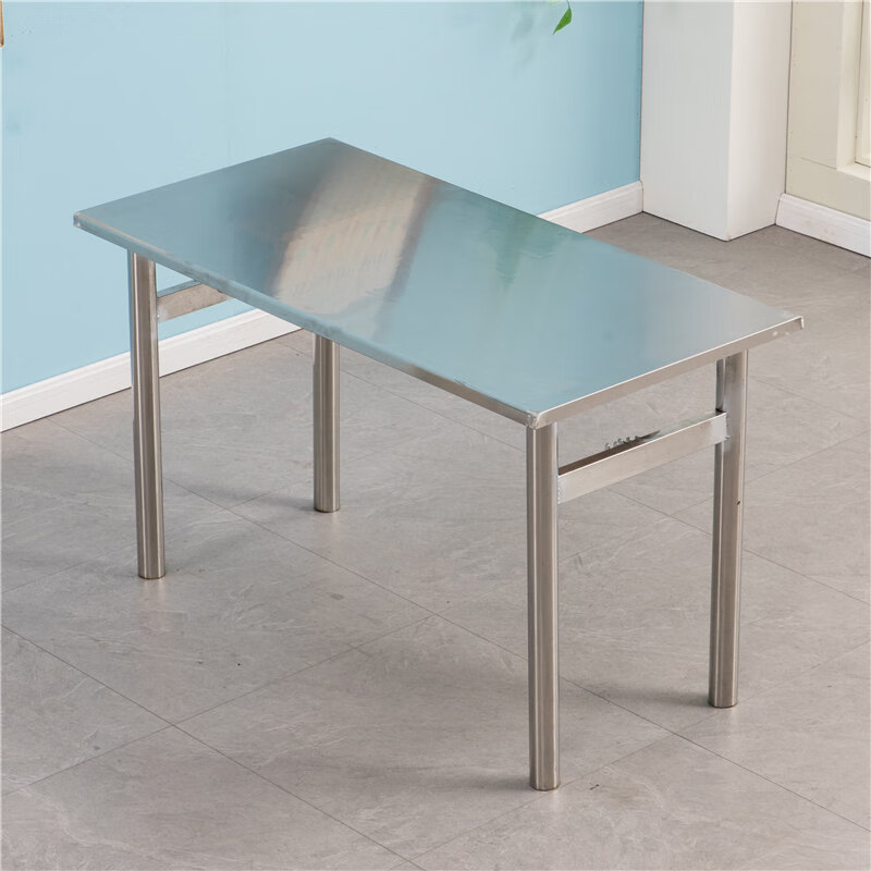 聚娅轩不锈钢学校食堂子工厂员工可折叠长方卓6人吃饭长桌子家用 120*