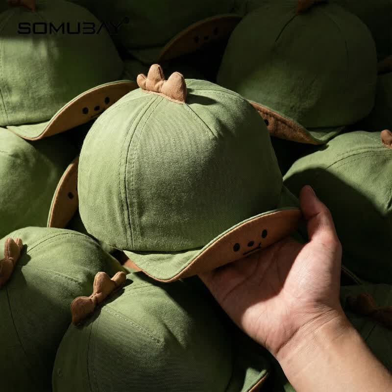SOMUBAY儿童鸭舌帽可爱超萌恐龙造型棒球帽男女通用宝宝防晒遮阳帽户外潮 绿色 48-50cm(建议1-3岁)