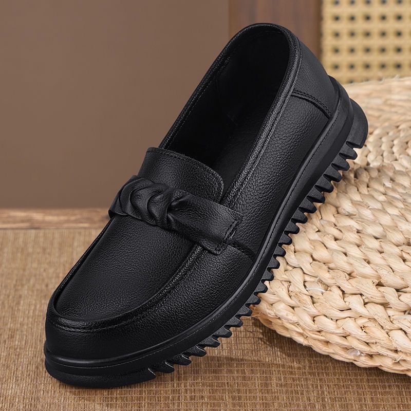 福虹辰2026新款春季女鞋纯色厨师鞋圆头乐福鞋休闲平底百搭防滑豆豆鞋Z 0212豆豆鞋-黑色 36-37 脚宽较大拍大一码