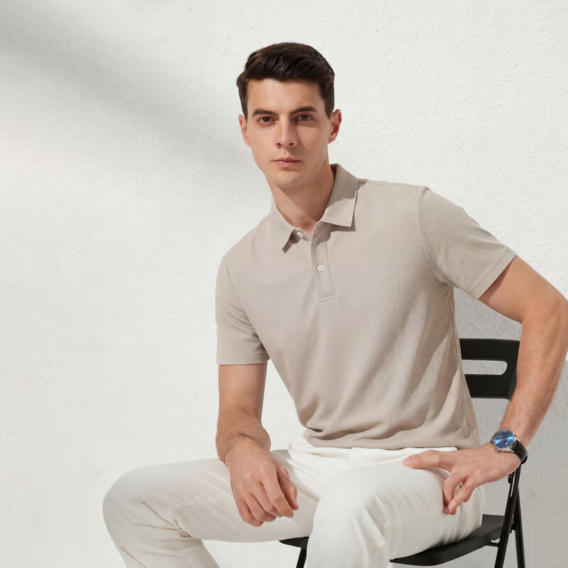 庄吉【裸感亲肤】短袖polo衫男2026夏季新款商务休闲纯色翻领短袖T恤 黑色 M