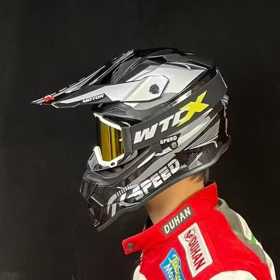 WTCX越野盔头盔拉力山地骑行摩托车全盔男女机车四季通用新国标3C 亮黑(WTCX风镜) XXL