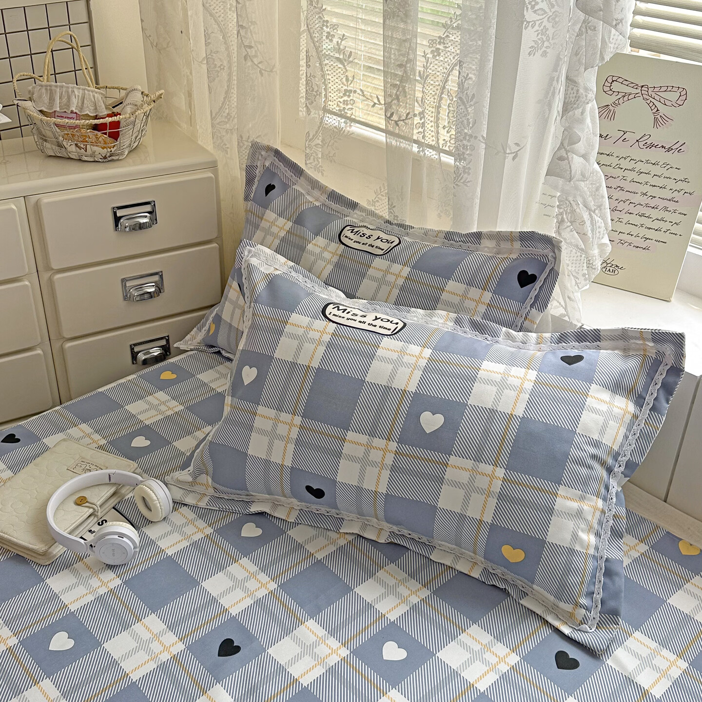 多兰诗（Duolanshi）原棉老粗布床单 加厚可水洗机洗单双人被单老粗布凉席 简爱 200cm*230cm 床单+2只枕套