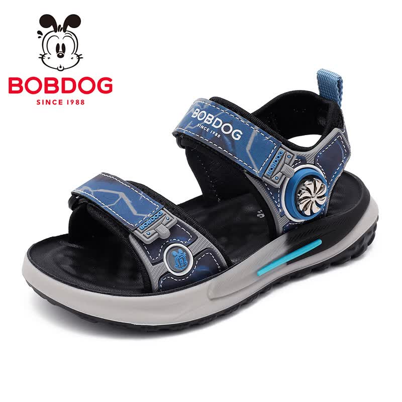 巴布豆（BOBDOG）童鞋男童露趾凉鞋夏季男孩溯溪鞋2026新款潮款儿童鞋子 绀蓝/黑 35 适合脚长20.5cm